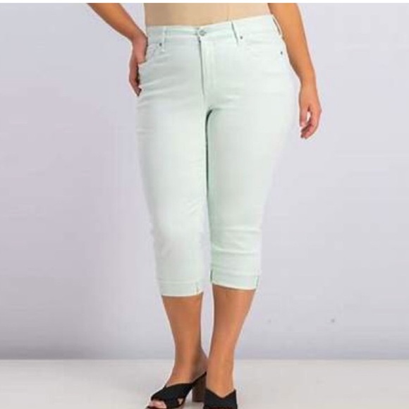 NYDJ Denim - NYDJ Women's 16W Marilyn Straight Crop Cuff Stretch Green Jeans